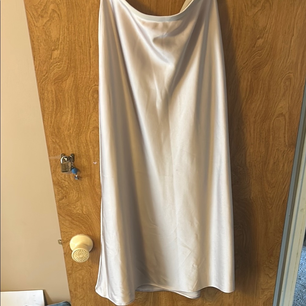 Elegant Silver Satin Skirt